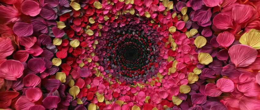 Spiral flower pattern with red