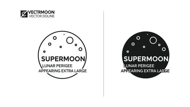 Supermoon lunar perigee logo design template