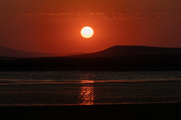 sunset over the lake