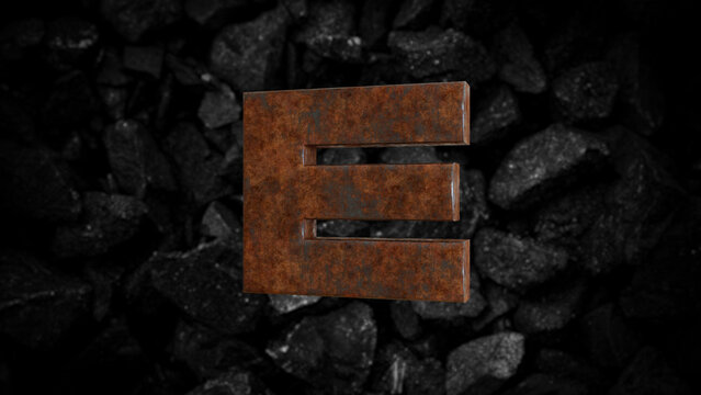 Rusty Metal Font Letter E