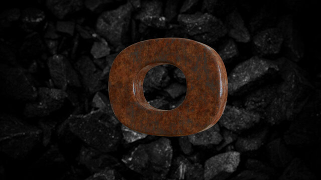 Rusty Metal Font Letter O