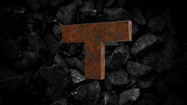 Rusty Metal Font Letter T