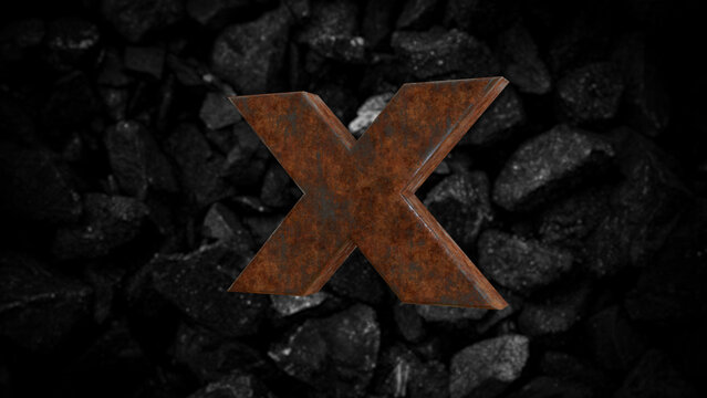 Rusty Metal Font Letter X