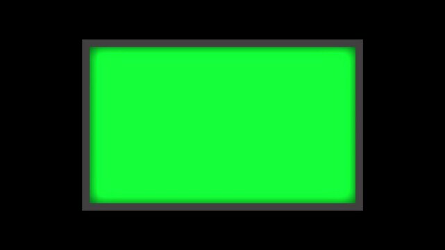 TV screen or an interactive Digital Board in horizontal mode. Television mock-up tv green screen on black background.