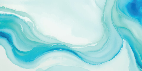 Artistic Abstract Ocean Wave Watercolor Texture Blue Green