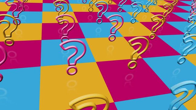 Question mark and quiz multiple 3d symbol looped and seamless object pattern animation