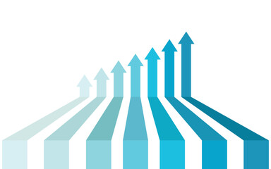 7 arrows going up start from bottom represent business competition profit growth