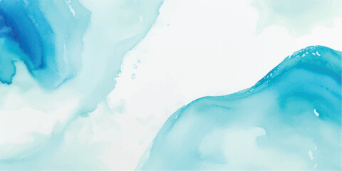 Blue and Green Abstract Ocean Wave Watercolor Texture Background