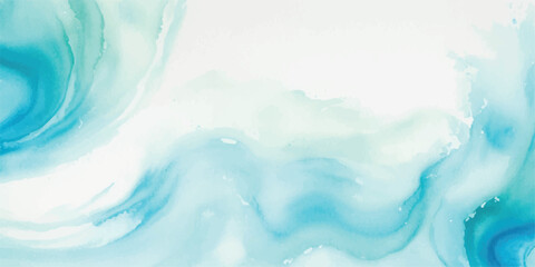 Soft Blue Green Abstract Watercolor Ocean Wave Texture Background