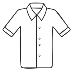 Simple line art illustration of a button-down short-sleeved shirt, vector style.