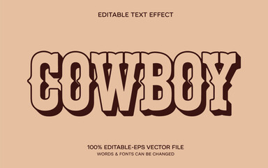 Cowboy editable text effect template with western style lettering and rustic typography, perfect for rodeo posters, country branding, vintage headlines, and decorative title designs © Melissa J. Abrams