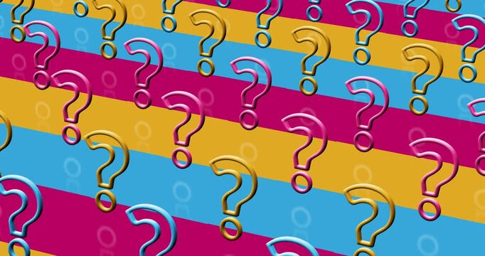 Question mark and quiz multiple 3d symbol looped and seamless object pattern animation