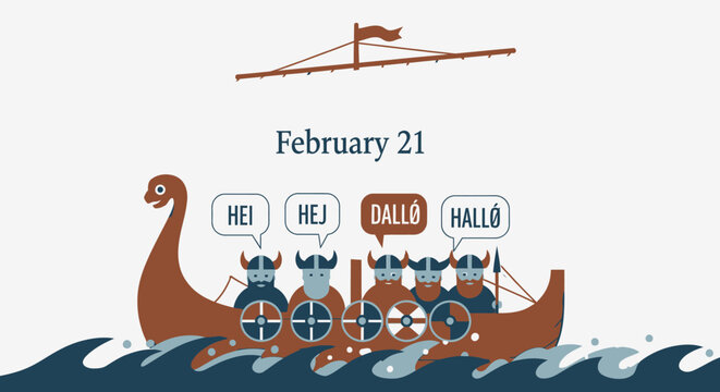 Viking Greeting on Water Illustration.