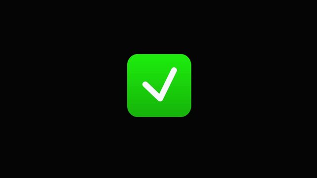 Green Checkmark on Black Background for Positive Confirmation Animated Motion Graphic