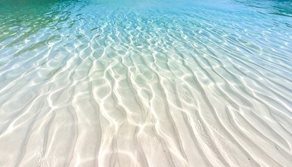 Crystal Clear Tropical Ocean Water Surface with Ripples and Sunlight.
