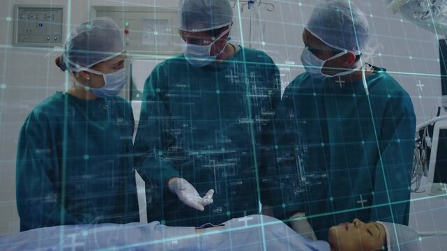 Animation of data processing over diverse doctors during surgery