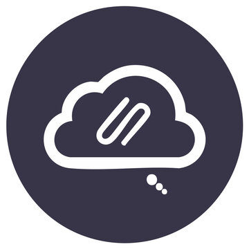 Minimalist thought bubble icon with diagonal lines and ellipsis dots symbolizing thinking ideas communication