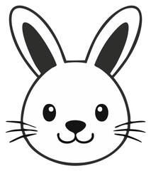Simple vector illustration of a rabbit head with long ears and whiskers for Easter or springtime graphic projects