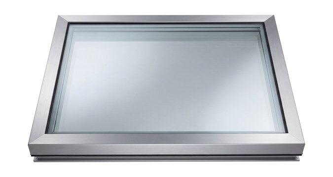Fixed skylight window with an aluminum frame.