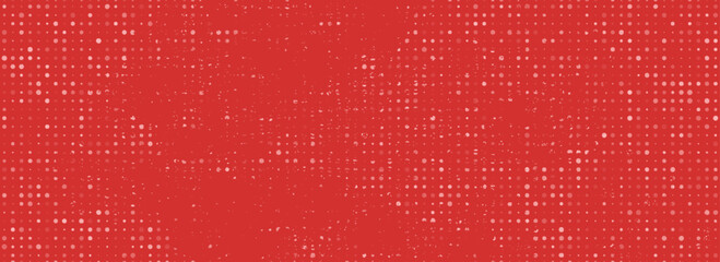 Seamless background pattern of evenly spaced white snowflakes of different sizes and opacity.  illustration on red background with stars.Art