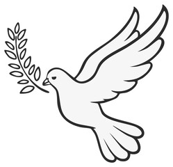 Obraz premium White Dove Flying with Olive Branch Symbolizing Peace and Hope