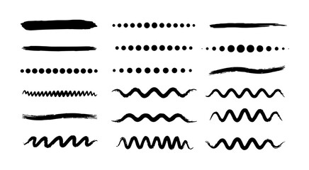 Black ink dashed lines and stipple dot textures