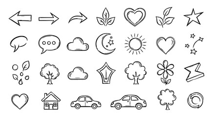 Communication and social media hand drawn doodle icons