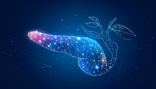 Abstract Digital Illustration of the Human Pancreas Organ.
