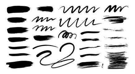 Hand drawn black ink marker strokes and thick lines