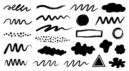 Mixed ink doodle textures with dots and wavy lines