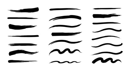 Hand drawn black ink brush lines and smooth strokes