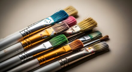 Fototapeta premium Colorful paint brushes for art and art supplies