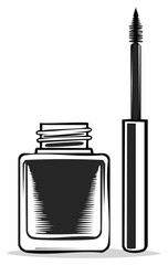 Obraz premium Mascara tube and brush illustration, beauty product design