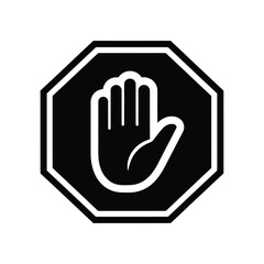 Obraz premium Black and white stop sign with a hand gesture