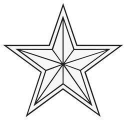 Obraz premium Geometric Eight Pointed Star Outline with Inner Divisions