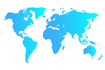 Obraz premium blue world map, Detailed World Map Grey Illustration on White Background