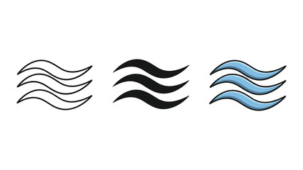 Obraz premium Set of three wavy lines in different colors and styles