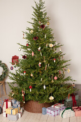 Christmas decor in a studio with lights