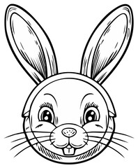 Adorable bunny face illustration for children's coloring books Easter designs and spring holiday themes