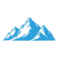 Blue mountain range silhouette with snow and peaks