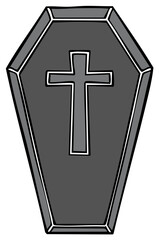Fototapeta premium Simple Coffin with Cross Illustration for Halloween and Funeral Themes