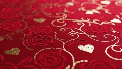 Elegant red rose pattern with gold accents
