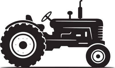 Classic American Farm Tractor Side View Silhouette