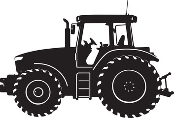 Heavy Duty Agricultural Tractor Side View Silhouette