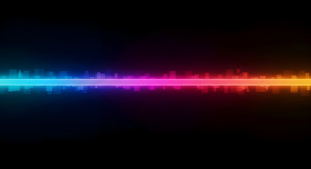 Vibrant horizontal light spectrum with gradient colors on dark background