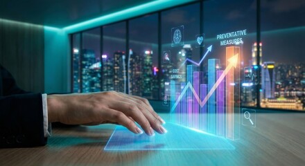 Preventative healthcare measures on futuristic transparent interface