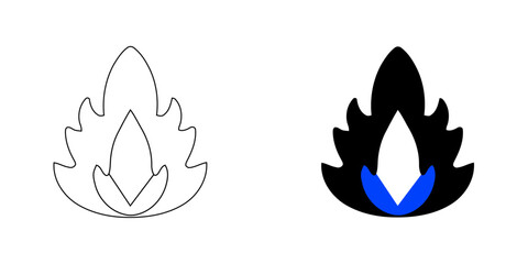 Obraz premium Fire Flame Icon – Burning Energy, Heat and Flame Symbol in Outline and Solid Style