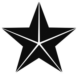 Obraz premium Five-pointed star silhouette graphic, black and white design element
