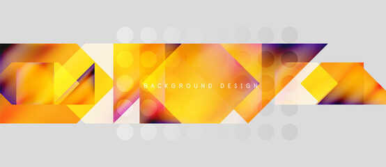 Abstract geometric shapes, vibrant orange, yellow hues. White circles add contrast, modern design element. Background suggests digital art.