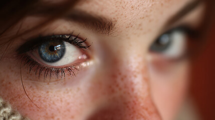 Fototapeta premium Close-Up of a Person's Expressive Eye with Long Eyelashes